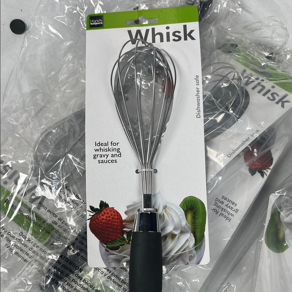 4 Pack-Home Basics Black and Silver Whisk